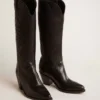 Wish Star-Damenstiefel aus schwarzem Leder mit Sternstickerei
