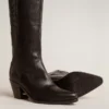 Wish Star-Damenstiefel aus schwarzem Leder mit Sternstickerei