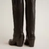 Wish Star-Damenstiefel aus schwarzem Leder mit Sternstickerei