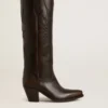 Wish Star-Stiefel aus dunkelbraunem Leder mit ton-in-ton gesticktem Stern