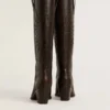 Wish Star-Stiefel aus dunkelbraunem Leder mit ton-in-ton gesticktem Stern