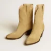 Wish Star Stiefel aus sandfarbenem, gewachstem Wildleder mit Sternstickerei