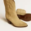 Wish Star Stiefel aus sandfarbenem, gewachstem Wildleder mit Sternstickerei