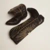 Wish Star-Stiefel aus schwarzem Leder mit einem Stern-Einsatz aus platinlaminiertem Leder