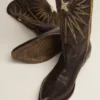 Wish Star-Stiefel aus schwarzem Leder mit einem Stern-Einsatz aus platinlaminiertem Leder