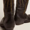 Wish Star-Stiefel aus schwarzem Leder mit einem Stern-Einsatz aus platinlaminiertem Leder