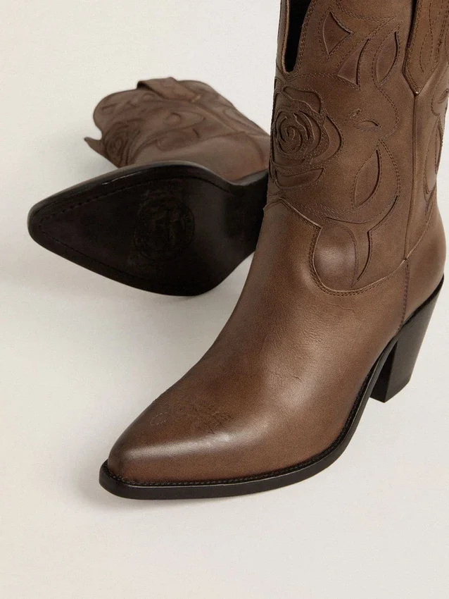 Wish Star-Stiefel aus taubengrauem Leder mit Ton-in-Ton-Einlagen