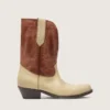Wish Star Stiefel für Damen aus beigem und braunem Leder mit Stickerei