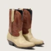 Wish Star Stiefel für Damen aus beigem und braunem Leder mit Stickerei