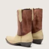 Wish Star Stiefel für Damen aus beigem und braunem Leder mit Stickerei