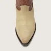 Wish Star Stiefel für Damen aus beigem und braunem Leder mit Stickerei