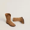 Wish Teen-Stiefel aus kamelfarbenem Wildleder mit Sternstickerei