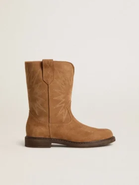 Wish Young Stiefel aus kamelfarbenem Wildleder mit Sternstickerei
