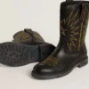Wish Young Stiefel aus schwarzem Leder mit gelber Sternstickerei