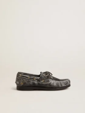 Young Cruise Loafer aus schwarzem Distressed-Leder