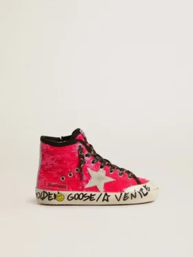 Young Francy mit Pailletten, eisgrauem Wildlederstern und Schnürsenkeln mit Animal-Print