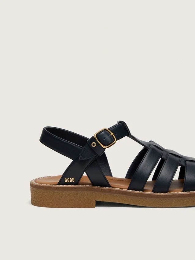 «Young Maxime»-Sandalen aus marineblauem Leder