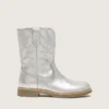 «Young Wish»-Stiefel aus silbernem Metallic-Leder mit Sternstickerei