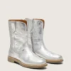 «Young Wish»-Stiefel aus silbernem Metallic-Leder mit Sternstickerei