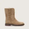 «Young Wish»-Stiefel aus taubengrauem Wildleder mit Sternstickerei