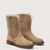 «Young Wish»-Stiefel aus taubengrauem Wildleder mit Sternstickerei