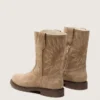 «Young Wish»-Stiefel aus taubengrauem Wildleder mit Sternstickerei